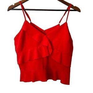 Red Ruffle Camisole Tank Top